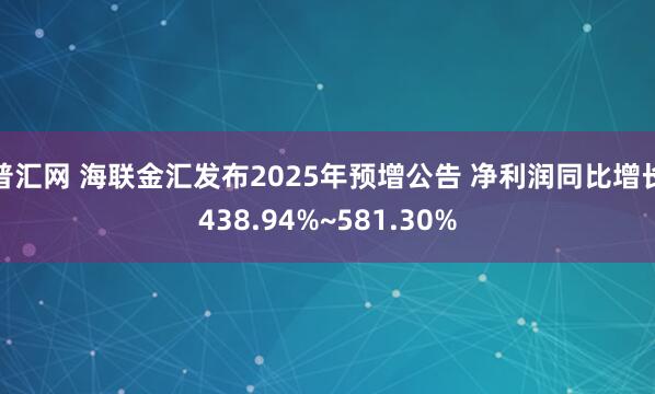 普汇网 海联金汇发布2025年预增公告 净利润同比增长438.94%~581.30%